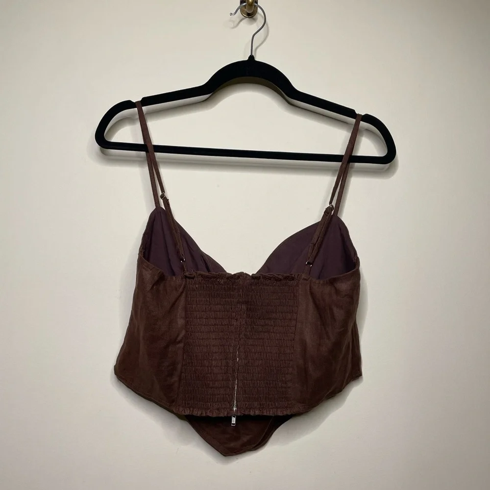REFORMATION Sansa cropped embellished linen top - Picture 5 of 6